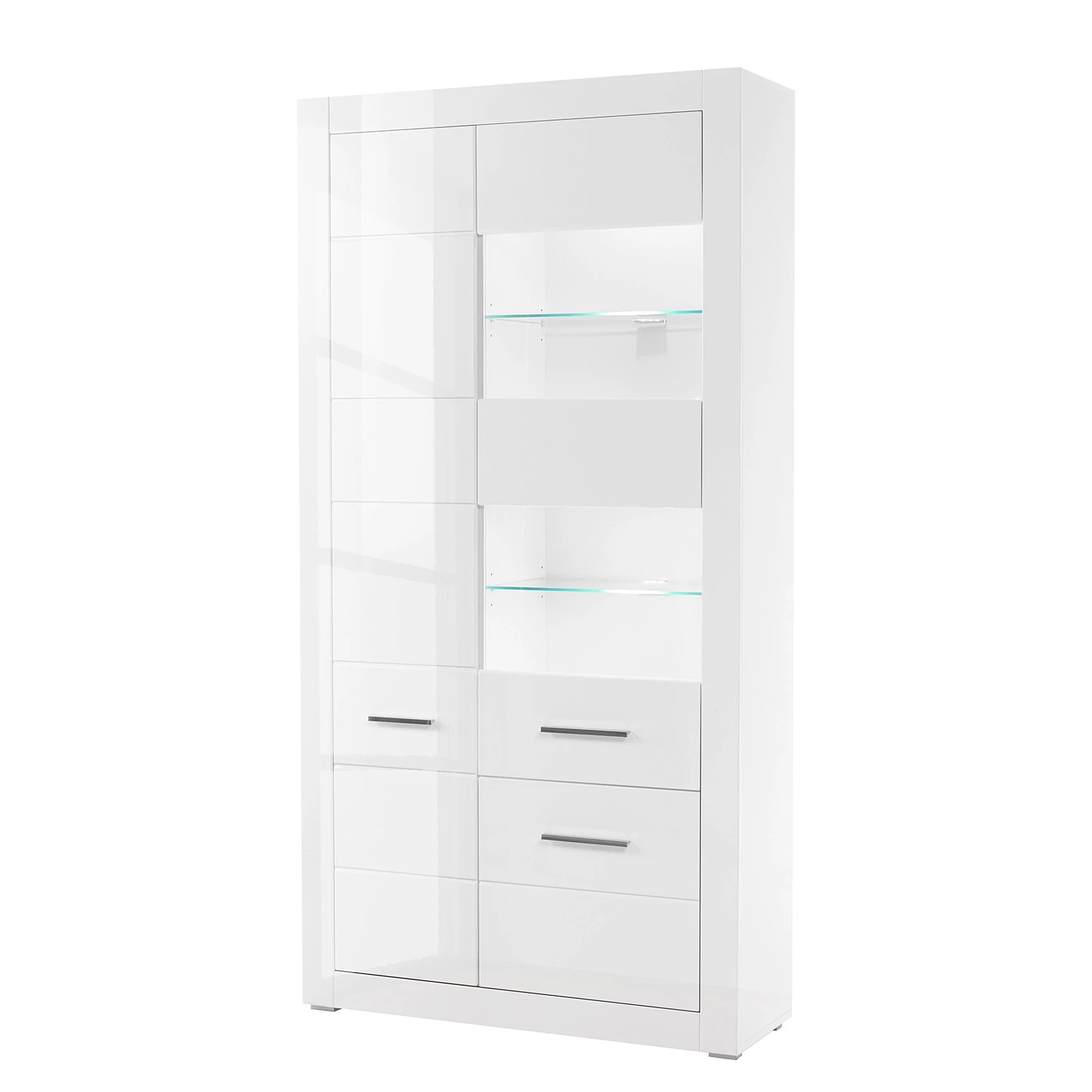 Loftscape Wohnwand Bricktown III (4-teilig) - Hochglanz Weiß / Matt Weiß 2 Loftscape Wohnwand Bricktown III (4-teilig) - Hochglanz Weiß / Matt Weiß – Bild 2