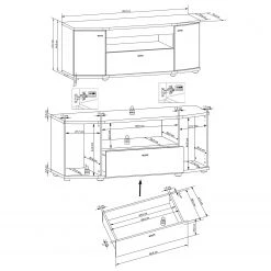 Fredriks TV-Lowboard Karlsburg - Hochglanz Weiß / Altholz Dekor -Wohnzimmermöbel boutique en ligne 1000224460 200902 06400900007 SKETCH DETAILS P000000001000224460 sketch