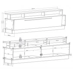 Fredriks Wohnwand Reedley (4-teilig) - Hochglanz Weiß -Wohnzimmermöbel boutique en ligne 1000224469 200902 06402700037 SKETCH DETAILS P000000001000224469 sketch