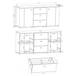 Fredriks Sideboard Karlsburg - Hochglanz Weiß / Altholz Dekor -Wohnzimmermöbel boutique en ligne 1000224471 200902 06404200058 SKETCH DETAILS P000000001000224471 sketch