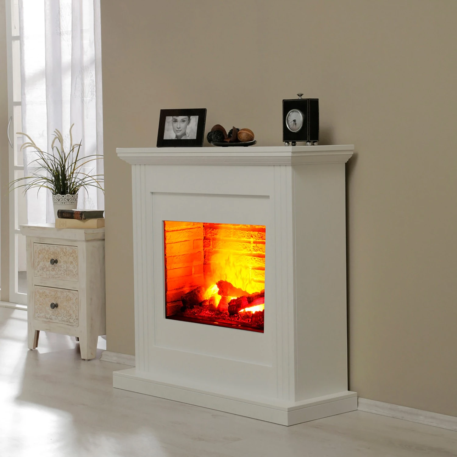 Loftscape Elektrokamin Ontario - Brilliantweiß - Einsatz Stein Dekor 2 Loftscape Elektrokamin Ontario - Brilliantweiß - Einsatz Stein Dekor – Bild 2