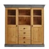Maison Belfort Highboard Bergen - Kiefer massiv - Kiefer Laugenfarbig / Kiefer Grau