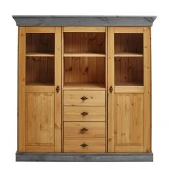 Maison Belfort Highboard Bergen - Kiefer massiv - Kiefer Laugenfarbig / Kiefer Grau