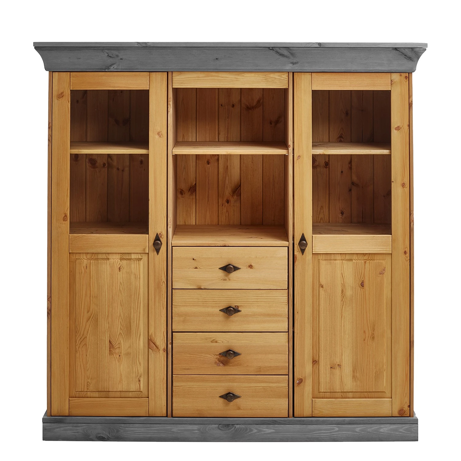 Maison Belfort Highboard Bergen - Kiefer massiv - Kiefer Laugenfarbig / Kiefer Grau 1 Maison Belfort Highboard Bergen - Kiefer massiv - Kiefer Laugenfarbig / Kiefer Grau