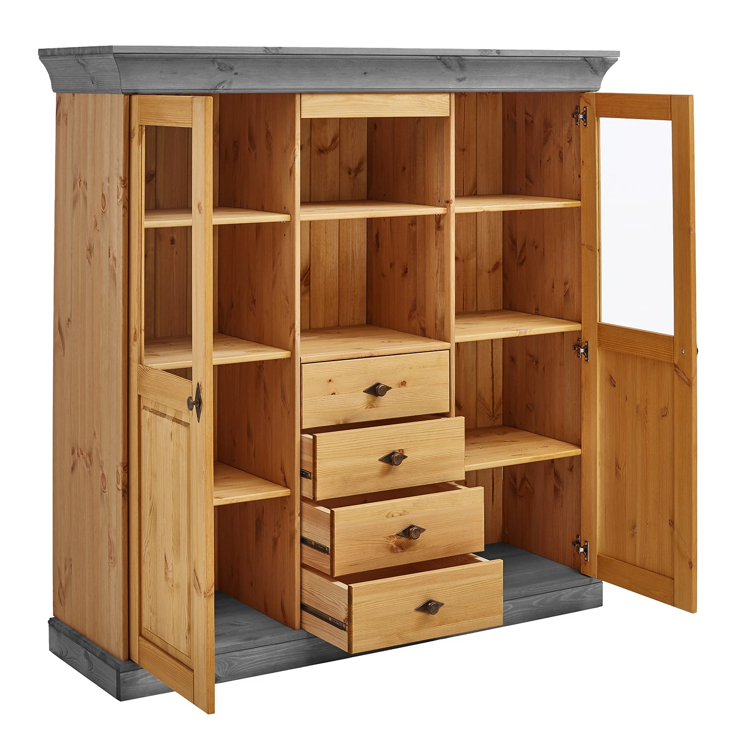 Maison Belfort Highboard Bergen - Kiefer massiv - Kiefer Laugenfarbig / Kiefer Grau 2 Maison Belfort Highboard Bergen - Kiefer massiv - Kiefer Laugenfarbig / Kiefer Grau – Bild 2