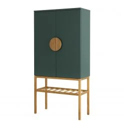 Tenzo Highboard Scoop - Eiche teilmassiv - Dunkelgrün