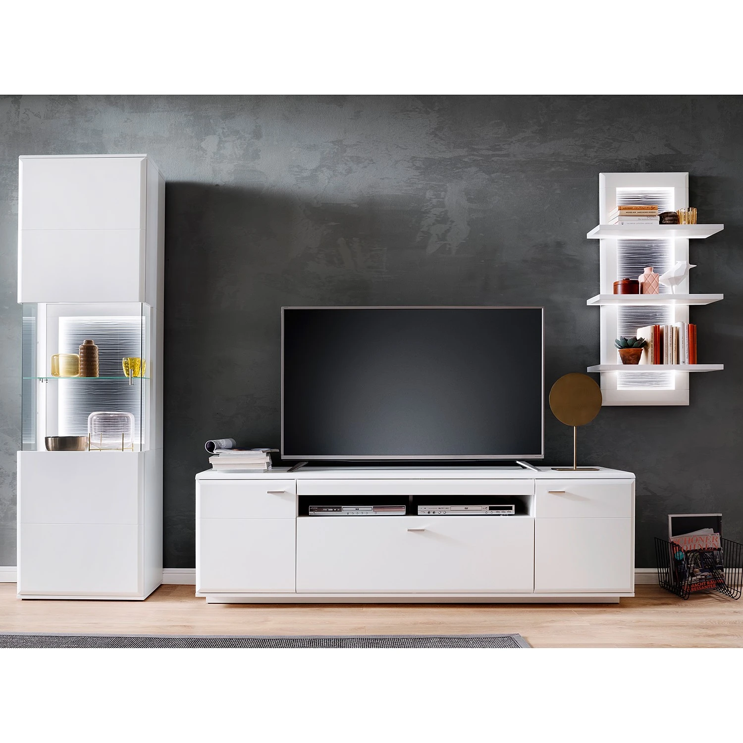 Loftscape Wohnwand Cassville II (3-teilig) - Matt Weiß / Anthrazit 1 Loftscape Wohnwand Cassville II (3-teilig) - Matt Weiß / Anthrazit