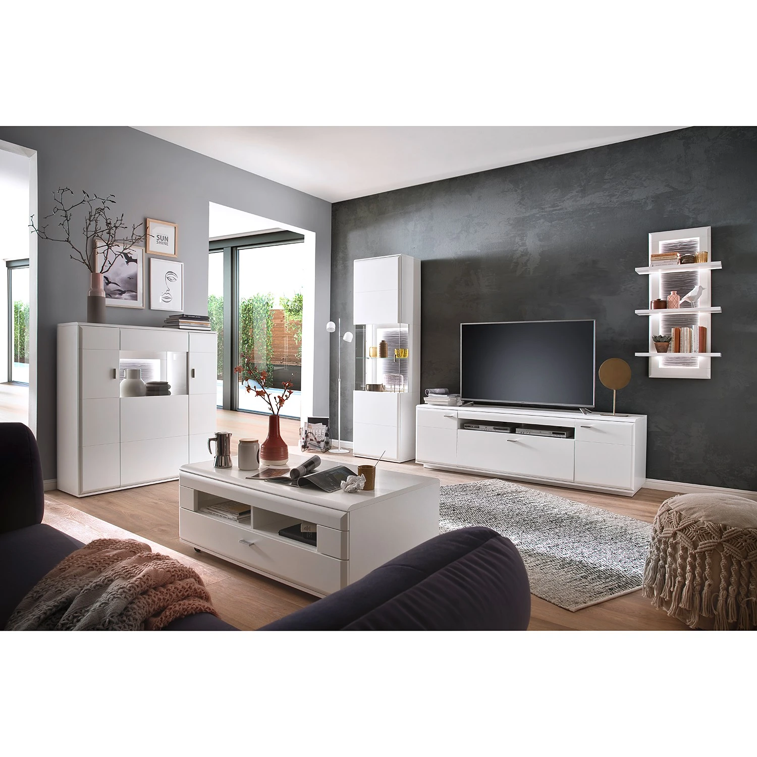 Loftscape Wohnwand Cassville II (3-teilig) - Matt Weiß / Anthrazit 4 Loftscape Wohnwand Cassville II (3-teilig) - Matt Weiß / Anthrazit – Bild 4