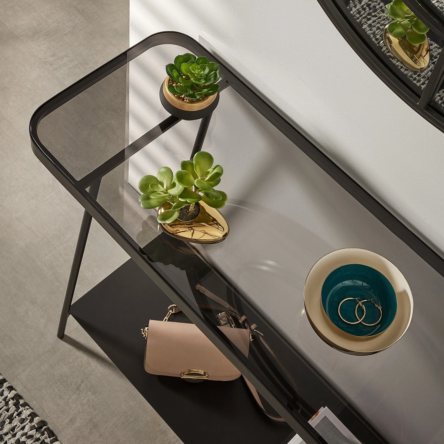 Red Living Konsolentisch Kingswell - Glas / Metall - Grau / Schwarz 7 Red Living Konsolentisch Kingswell - Glas / Metall - Grau / Schwarz – Bild 7