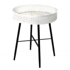 Loftscape Beistelltisch Whiteville II - Metall - Cremeweiß / Schwarz