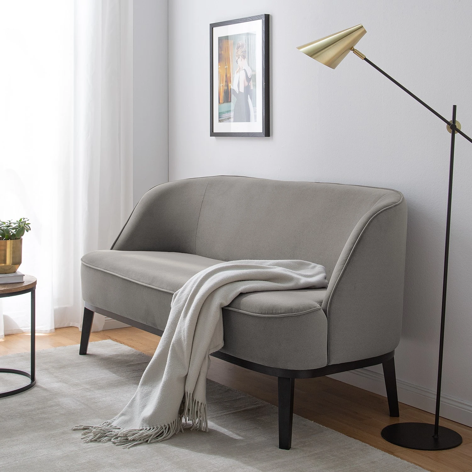 Ridgevalley Sofa Voiteur (2,5-Sitzer) - Microfaser Sela: Grau - Buche Dunkel 2 Ridgevalley Sofa Voiteur (2,5-Sitzer) - Microfaser Sela: Grau - Buche Dunkel – Bild 2