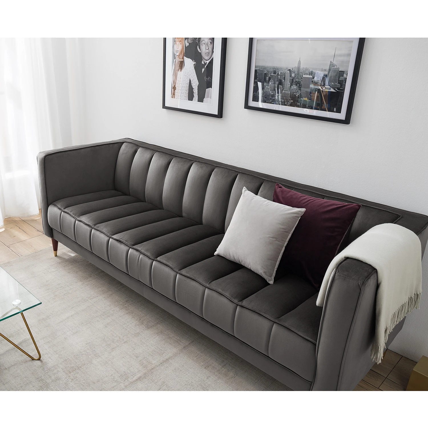 Red Living Sofa Suzy (2,5-Sitzer) - Samt Ravi: Grau 2 Red Living Sofa Suzy (2,5-Sitzer) - Samt Ravi: Grau – Bild 2