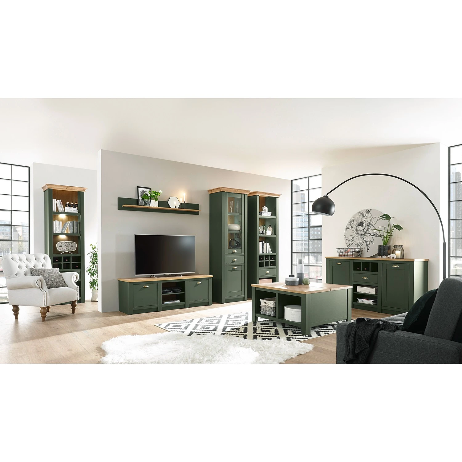 Norrwood Couchtisch Cardet - Moosgrün / Eiche Wotan Dekor 2 Norrwood Couchtisch Cardet - Moosgrün / Eiche Wotan Dekor – Bild 2