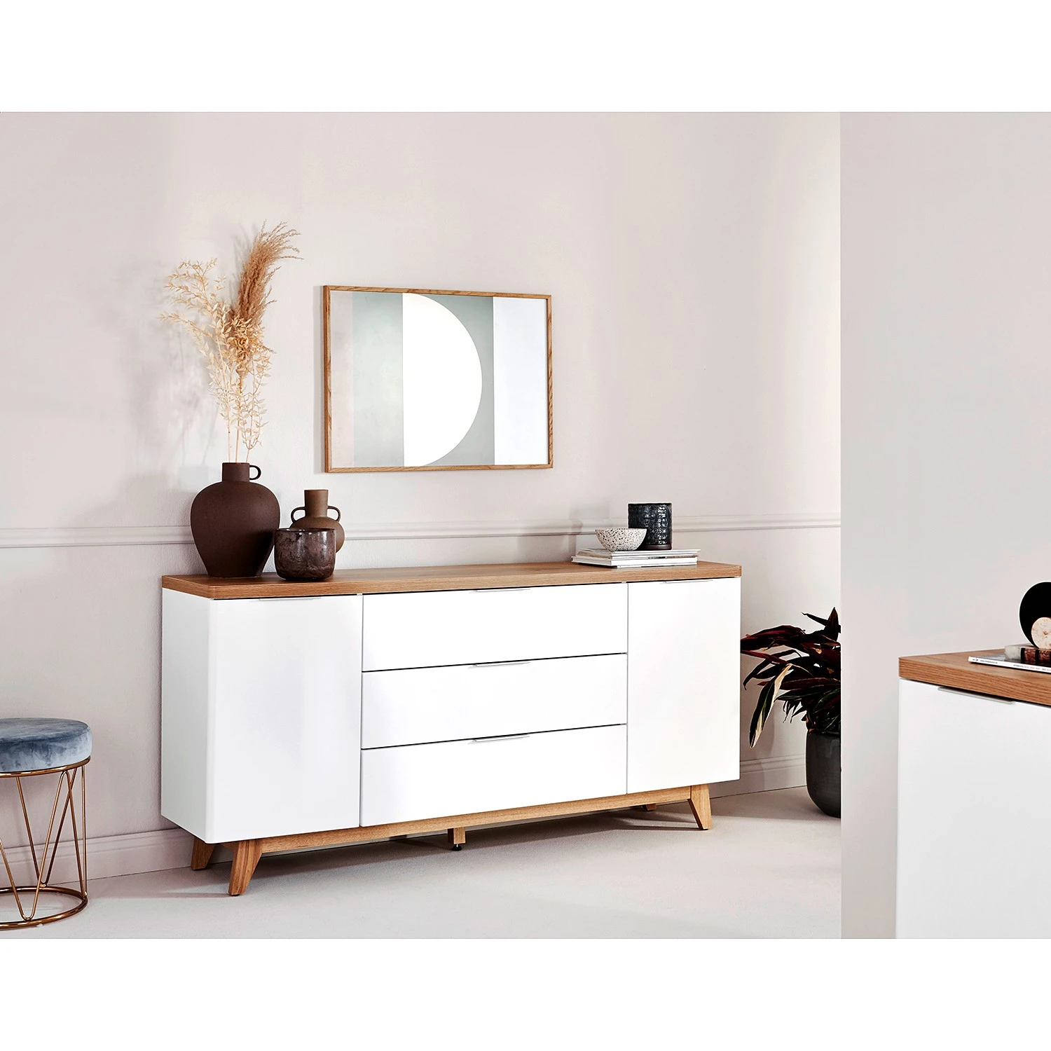 Jahnke Sideboard Libre I - Kerneiche Dekor / Matt Weiß 2 Jahnke Sideboard Libre I - Kerneiche Dekor / Matt Weiß – Bild 2