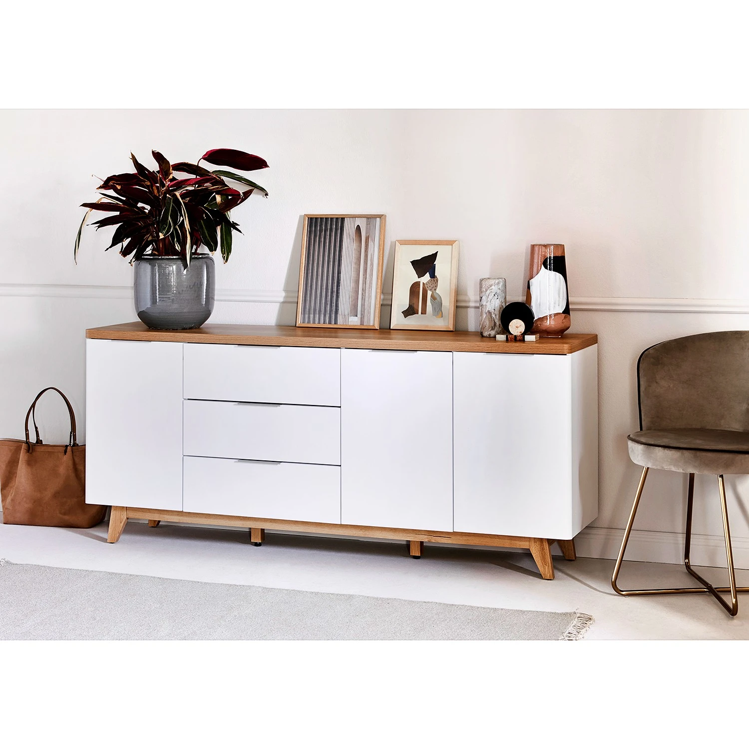 Jahnke Sideboard Libre II - Kerneiche Dekor / Matt Weiß 2 Jahnke Sideboard Libre II - Kerneiche Dekor / Matt Weiß – Bild 2