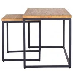 Studio Copenhagen Couchtisch Flox (2er-Set) - Echtholzfurnier / Metall - Eiche / Schwarz -Wohnzimmermöbel boutique en ligne 1000229514 211029 130235000049 DETAILS P000000001000229514