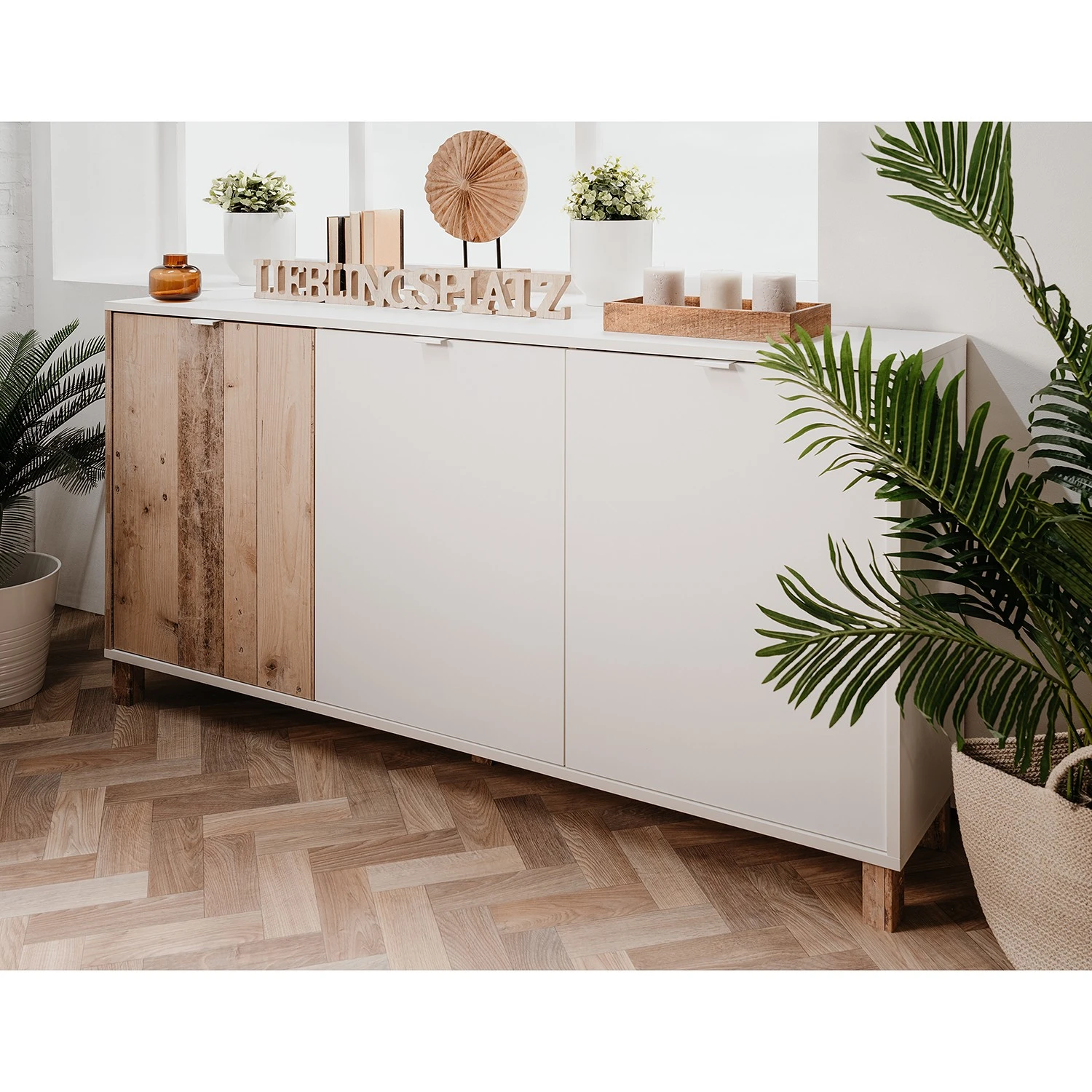 Loftscape Sideboard Mayac I - Weiß / Altholz Dekor 3 Loftscape Sideboard Mayac I - Weiß / Altholz Dekor – Bild 3