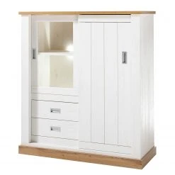 Ridgevalley Highboard Ollezy - Pinie Weiß Dekor / Eiche Wotan Dekor