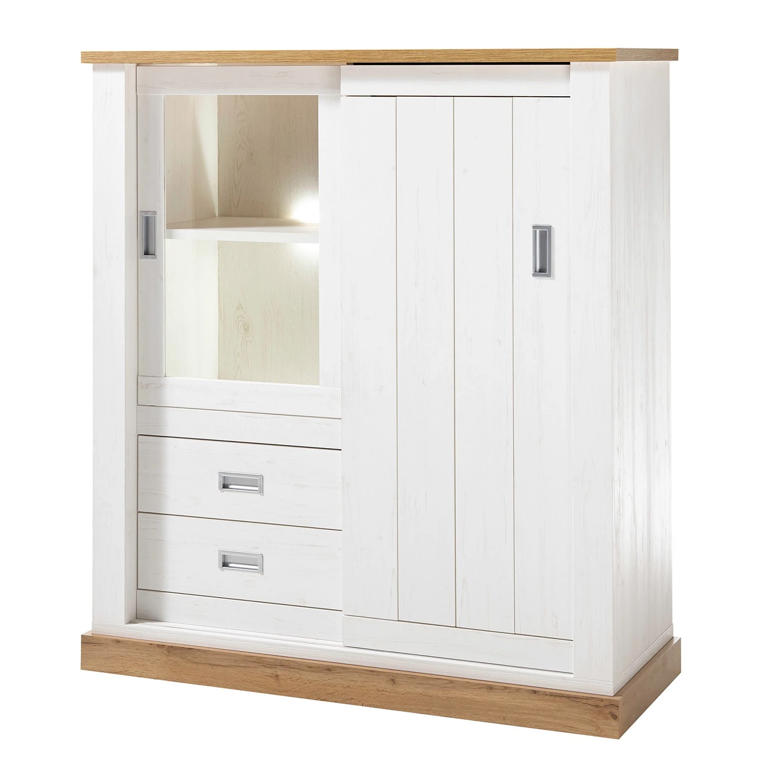 Ridgevalley Highboard Ollezy - Pinie Weiß Dekor / Eiche Wotan Dekor 1 Ridgevalley Highboard Ollezy - Pinie Weiß Dekor / Eiche Wotan Dekor