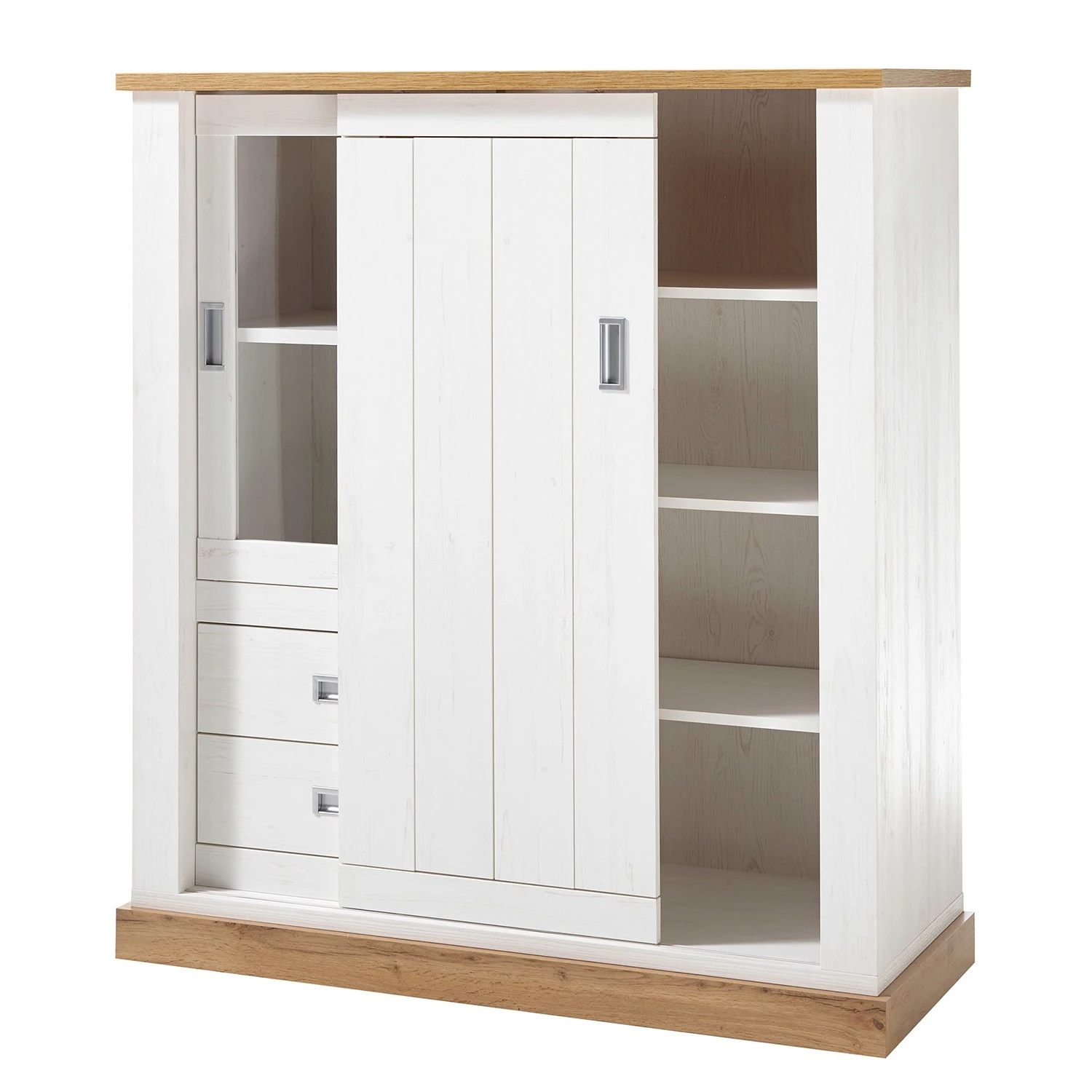 Ridgevalley Highboard Ollezy - Pinie Weiß Dekor / Eiche Wotan Dekor 4 Ridgevalley Highboard Ollezy - Pinie Weiß Dekor / Eiche Wotan Dekor – Bild 4