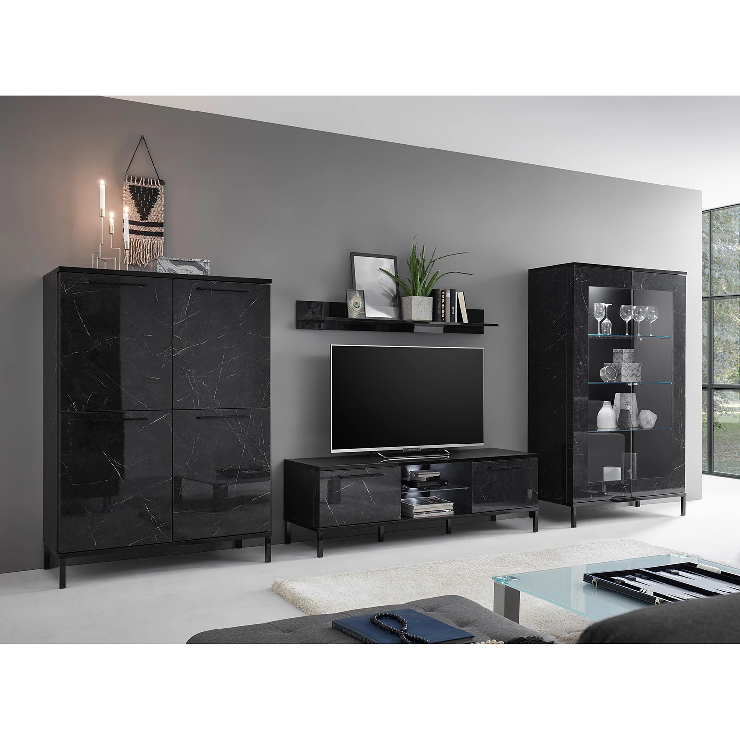 LC Spa TV-Lowboard Mango - Marmor Schwarz Dekor 5 LC Spa TV-Lowboard Mango - Marmor Schwarz Dekor – Bild 5