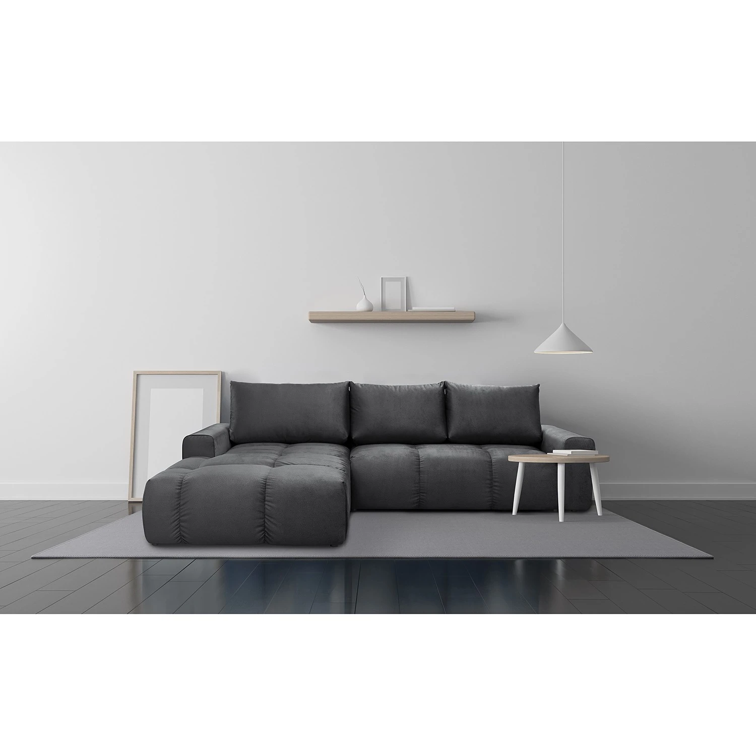 Jack & Alice Ecksofa Saint Veep - Samt - Samt Onoli: Dunkelgrau - Longchair davorstehend links 2 Jack & Alice Ecksofa Saint Veep - Samt - Samt Onoli: Dunkelgrau - Longchair davorstehend links – Bild 2