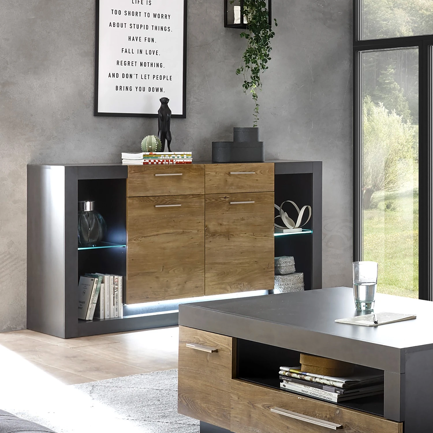 Red Living Sideboard Talence II - Kastanie Dekor / Grau 2 Red Living Sideboard Talence II - Kastanie Dekor / Grau – Bild 2