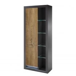 Red Living Schrank Talence - Kastanie Dekor / Grau - Türanschlag links