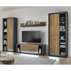 Red Living Schrank Talence - Kastanie Dekor / Grau - Türanschlag links -Wohnzimmermöbel boutique en ligne 1000236862 201218 06054100076 MOOD DETAILS P000000001000236862 mood