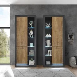 Red Living Schrank Talence - Kastanie Dekor / Grau - Türanschlag links -Wohnzimmermöbel boutique en ligne 1000236862 201218 06054300077 MOOD DETAILS P000000001000236862 mood