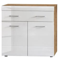 Loftscape Kommode Liffre - Hochglanz Weiß / Eiche Artisan Dekor