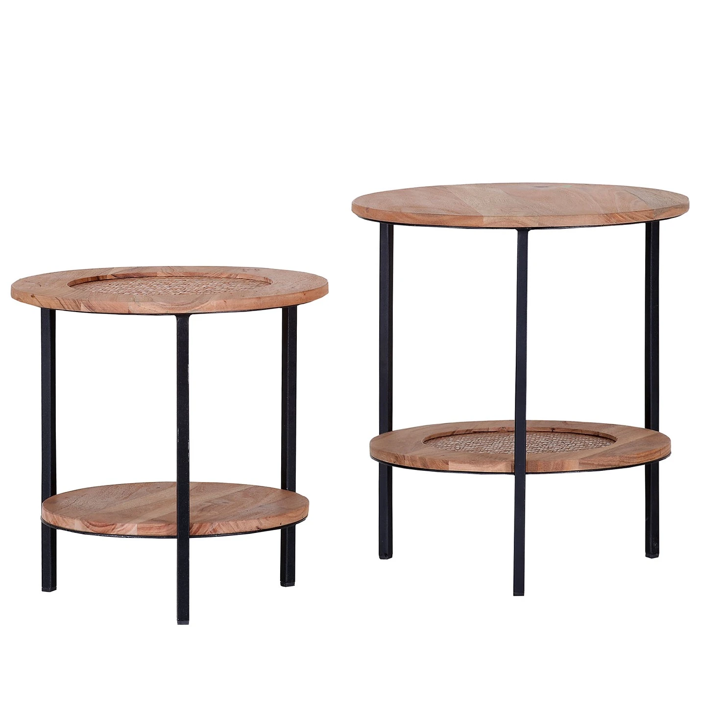 Naturoo Beistelltisch Valenton (2er-Set) - Akazie massiv / Rattan 1 Naturoo Beistelltisch Valenton (2er-Set) - Akazie massiv / Rattan