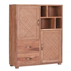 Naturoo Highboard Valenton - Akazie massiv / Rattan