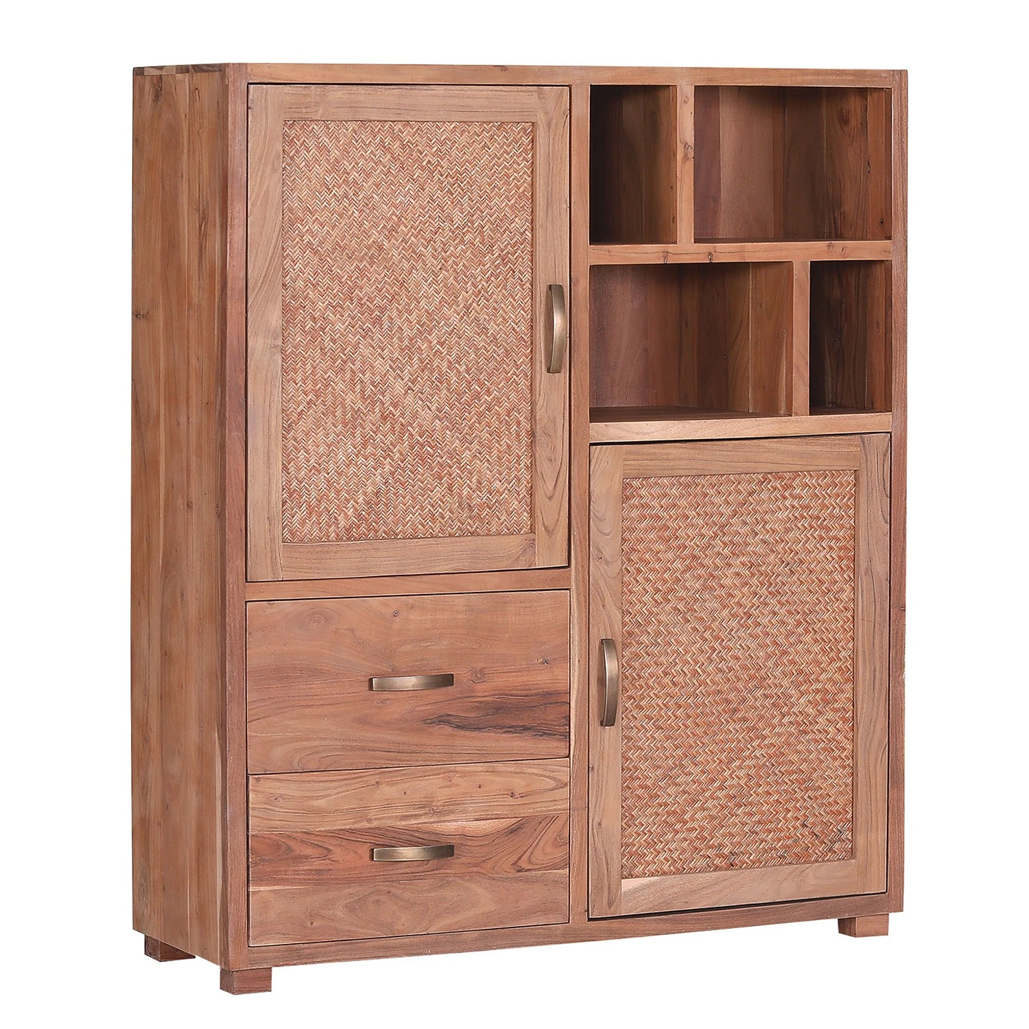 Naturoo Highboard Valenton - Akazie massiv / Rattan 1 Naturoo Highboard Valenton - Akazie massiv / Rattan