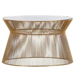 Red Living Couchtisch Payzac I - Glas / Metall - Grau / Gold