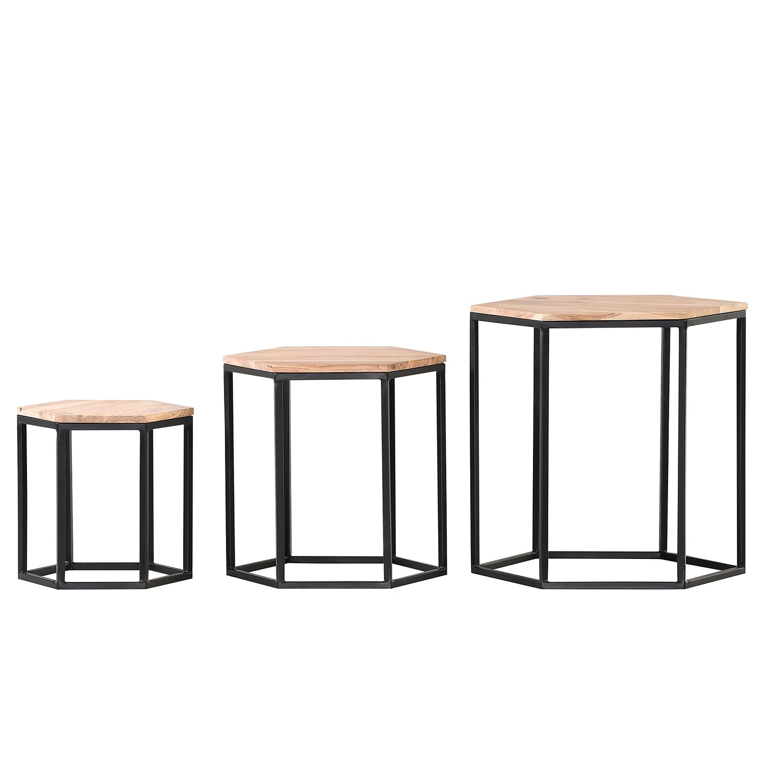 Red Living Beistelltisch Fenay I (3er-Set) - Akazie massiv / Metall - Akazie / Schwarz 1 Red Living Beistelltisch Fenay I (3er-Set) - Akazie massiv / Metall - Akazie / Schwarz