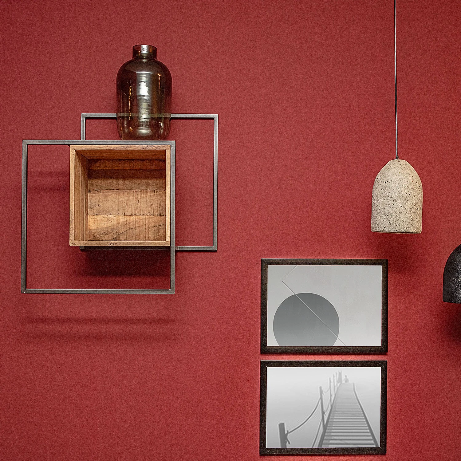 Red Living Wandregal Fenay - Akazie massiv / Metall - Akazie / Schwarz 3 Red Living Wandregal Fenay - Akazie massiv / Metall - Akazie / Schwarz – Bild 3