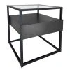 Loftscape Beistelltisch Dorsey - Glas / Metall - Schwarz / Bambus Schwarz