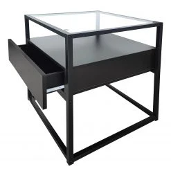Loftscape Beistelltisch Dorsey - Glas / Metall - Schwarz / Bambus Schwarz -Wohnzimmermöbel boutique en ligne 1000241537 220420 040 DETAILS P000000001000241537