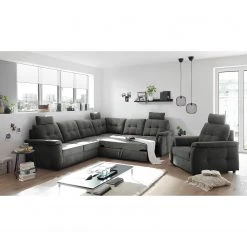 Loftscape Ecksofa Lomme - Microfaser - Microfaser Ranu: Dunkelgrau - Schlaffunktion davorstehend rechts - Tiefe: 304 cm -Wohnzimmermöbel boutique en ligne 1000241690 210127 18182800490 MOOD DETAILS P000000001000241690 mood