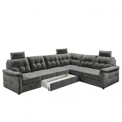 Loftscape Ecksofa Lomme - Microfaser - Microfaser Ranu: Dunkelgrau - Schlaffunktion davorstehend rechts - Tiefe: 304 cm -Wohnzimmermöbel boutique en ligne 1000241690 210127 18183700495 DETAILS P000000001000241690