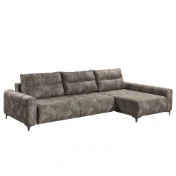 Loftscape Ecksofa Venouse - Samt - Samt Insa: Steingrau - Longchair davorstehend rechts