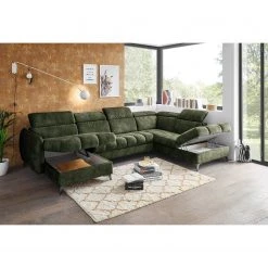 Loftscape Wohnlandschaft Grillon - Samt - Samt Insa: Moosgrün - Longchair davorstehend links / Ottomane rechts -Wohnzimmermöbel boutique en ligne 1000241735 210127 18341201021 MOOD DETAILS P000000001000241735 mood