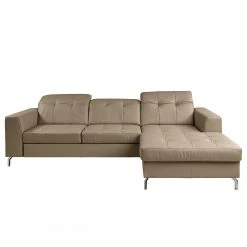 Fredriks Ecksofa White Pine - Echtleder - Echtleder Mabra: Taupe - Longchair davorstehend rechts