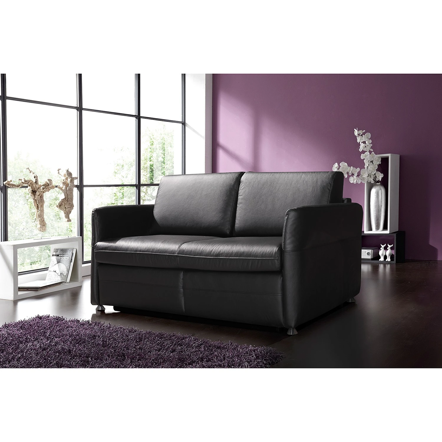 Fredriks Schlafsofa Bielle - Echtleder - Echtleder Leela: Schwarz 2 Fredriks Schlafsofa Bielle - Echtleder - Echtleder Leela: Schwarz – Bild 2