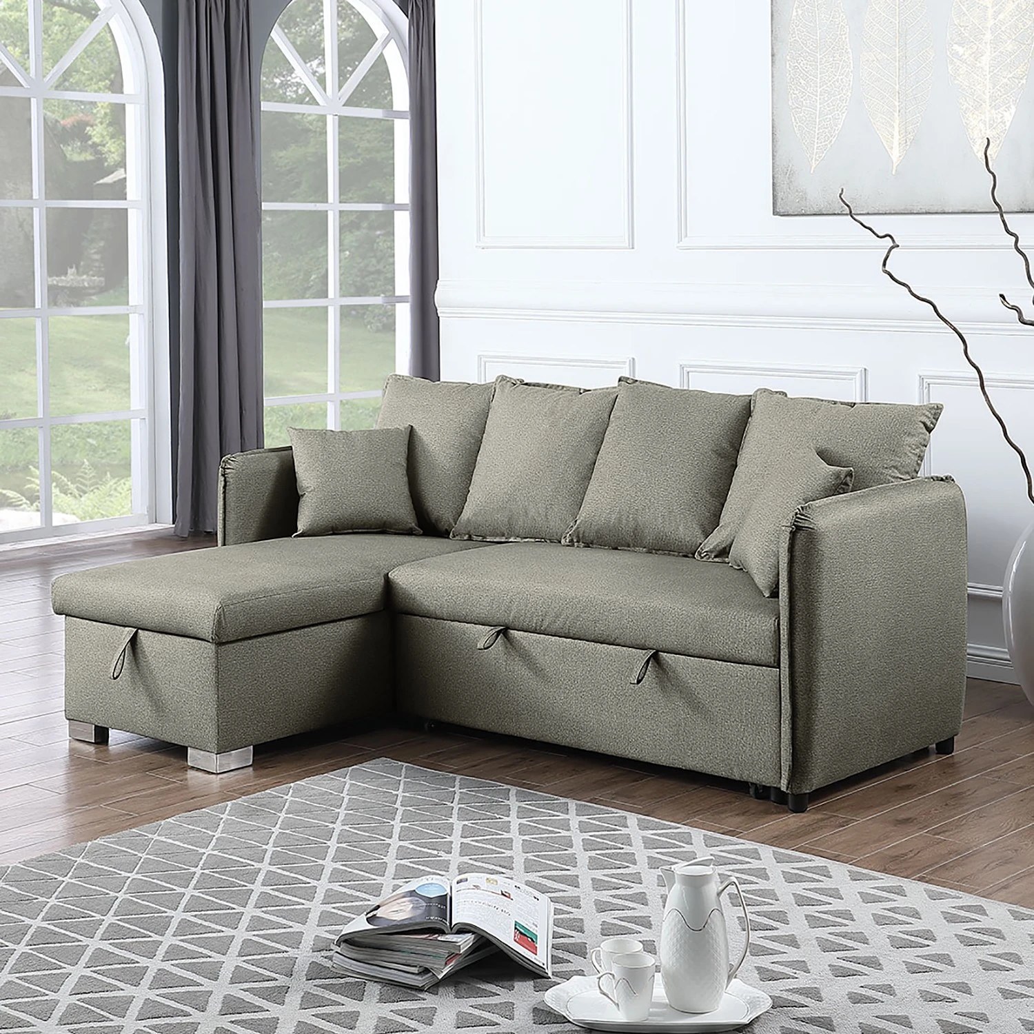 Loftscape Ecksofa Lillers - Webstoff - Hellgrau - Longchair davorstehend links 2 Loftscape Ecksofa Lillers - Webstoff - Hellgrau - Longchair davorstehend links – Bild 2