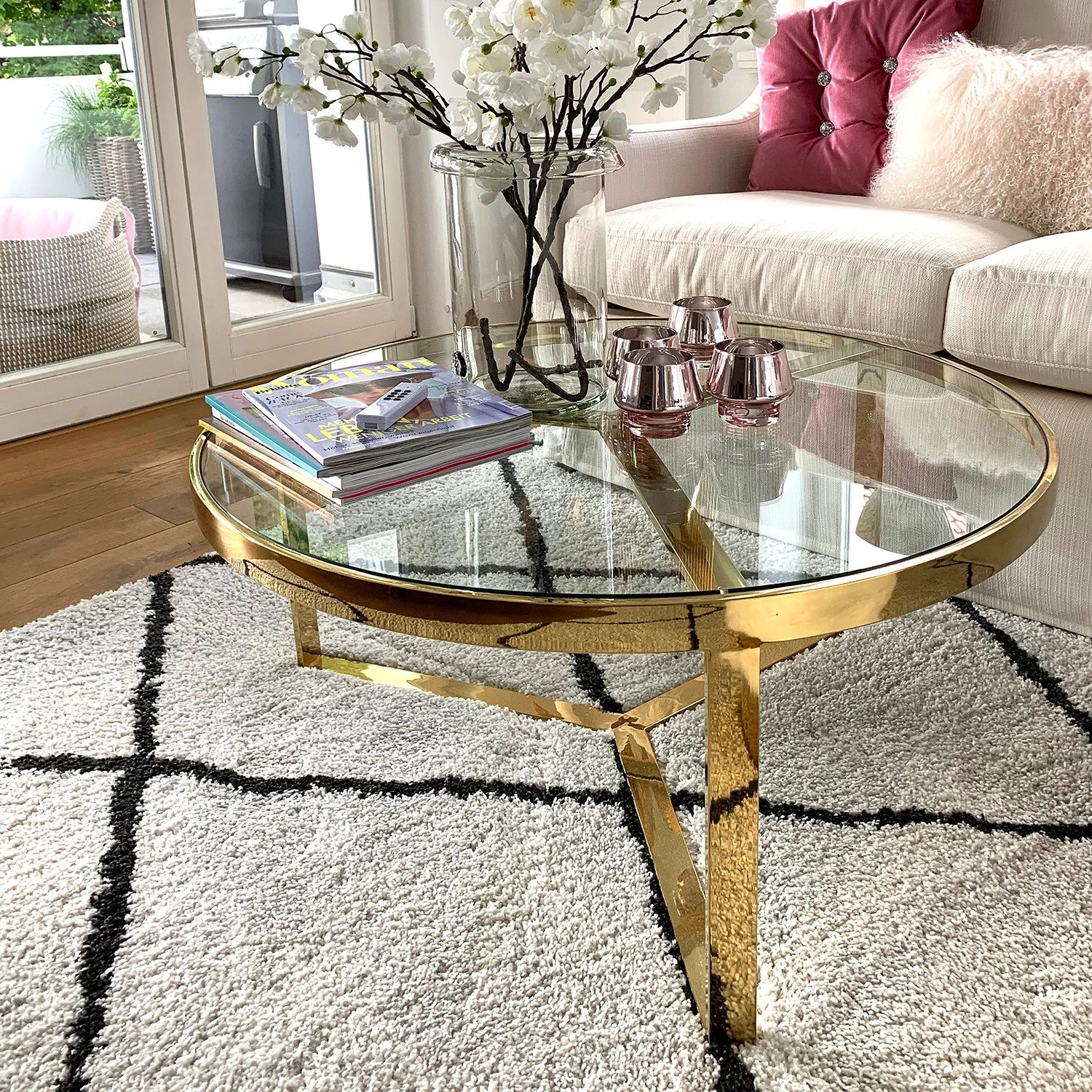 Loftscape Couchtisch Riquier - Glas / Edelstahl - Gold 2 Loftscape Couchtisch Riquier - Glas / Edelstahl - Gold – Bild 2