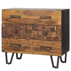 Wolf-Möbel Kommode Bazac - Akazie massiv - Akazie / Dunkelgrau