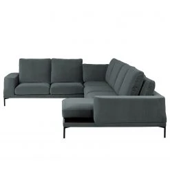 Fredriks Wohnlandschaft Grossa - Samt - Samt Vaia: Dunkelgrau - Longchair davorstehend rechts / Ottomane links -Wohnzimmermöbel boutique en ligne 1000243317 210330 18223201163 DETAILS P000000001000243317