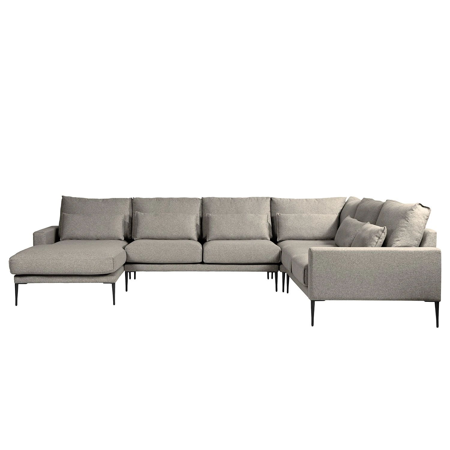 Fredriks Wohnlandschaft Garlin - Webstoff - Webstoff Sogol: Grau - Longchair davorstehend links / Ottomane rechts 2 Fredriks Wohnlandschaft Garlin - Webstoff - Webstoff Sogol: Grau - Longchair davorstehend links / Ottomane rechts – Bild 2